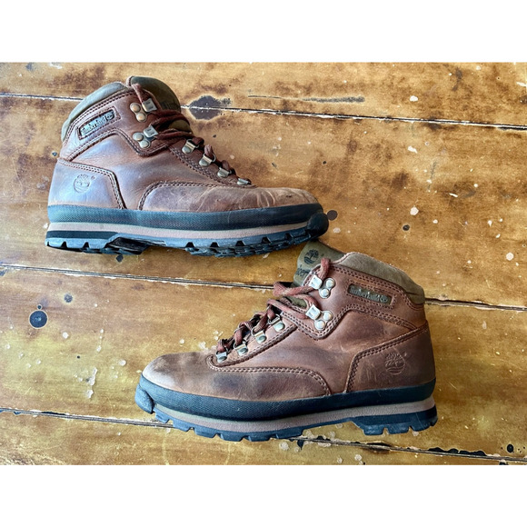 Vintage Timberland Euro Hiker Boots Brown Leather Mens 8.5M 90s Classic Hiking main image 4